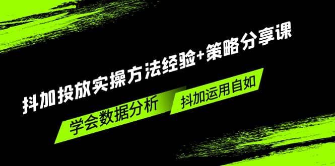 抖加投放实操方法经验+策略分享课，学会数据分析，抖加运用自如_金轩项目库