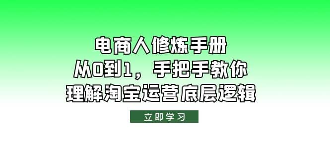 电商人修炼·手册，从0到1，手把手教你理解淘宝运营底层逻辑_金轩项目库