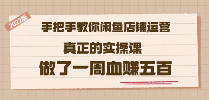 2022版《手把手教你闲鱼店铺运营》真正的实操课做了一周血赚五百(16节课)_金轩项目库