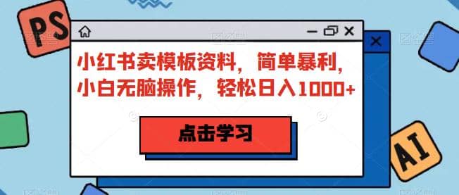 小红书卖模板资料，简单暴利，小白无脑操作，轻松日入1000+【揭秘】_金轩项目库
