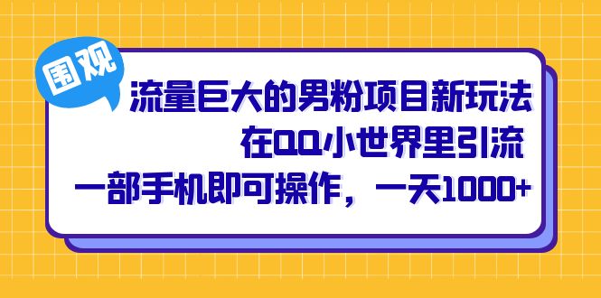 流量巨大的男粉项目新玩法，在QQ小世界里引流 一部手机即可操作，一天1000+_金轩项目库