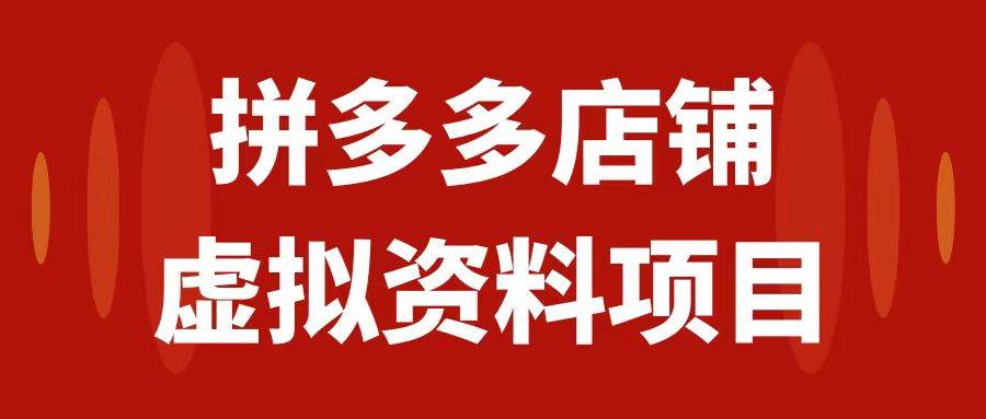 拼多多店铺虚拟项目，教科书式操作玩法，轻松月入1000+_金轩项目库