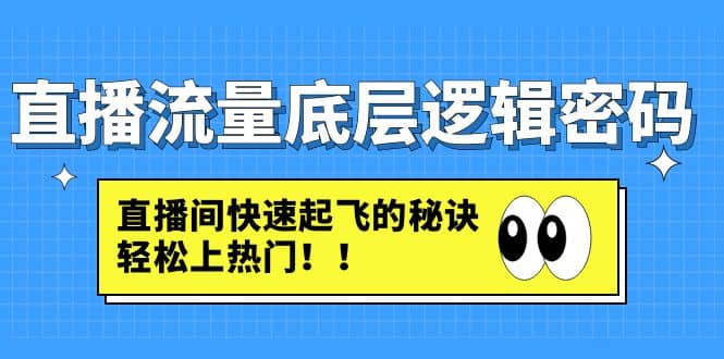 直播流量底层逻辑密码：直播间快速起飞的秘诀，轻松上热门_金轩项目库