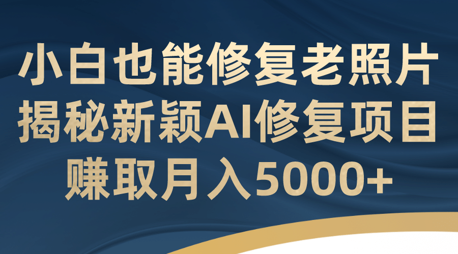 小白也能修复老照片！揭秘新颖AI修复项目，赚取月入5000+_金轩项目库