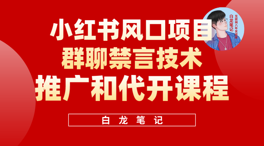 小红书风口项目日入300+，小红书群聊禁言技术代开项目，适合新手操作_金轩项目库