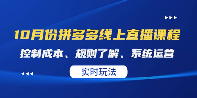 某收费10月份拼多多线上直播课： 控制成本、规则了解、系统运营。实时玩法_金轩项目库