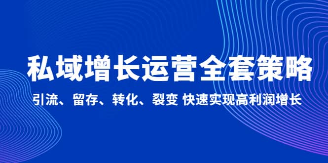 私域增长运营全套策略：引流、留存、转化、裂变 快速实现高利润增长_金轩项目库