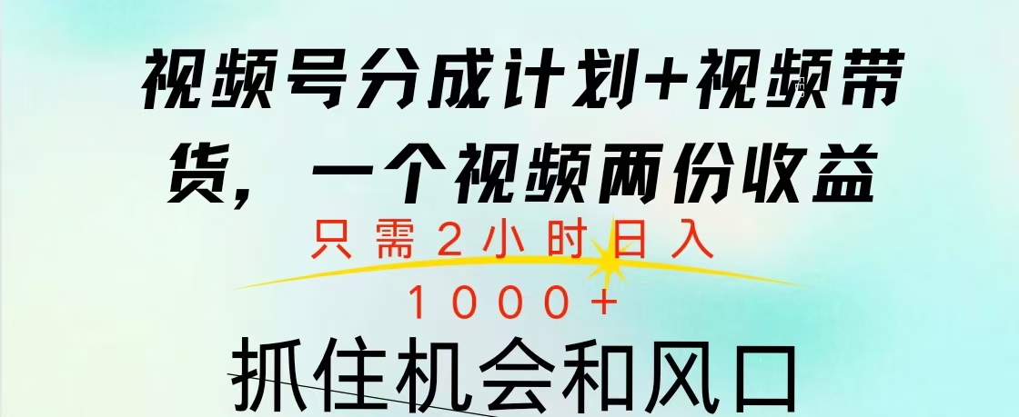 视频号橱窗带货， 10分钟一个视频， 2份收益，日入1000+_金轩项目库