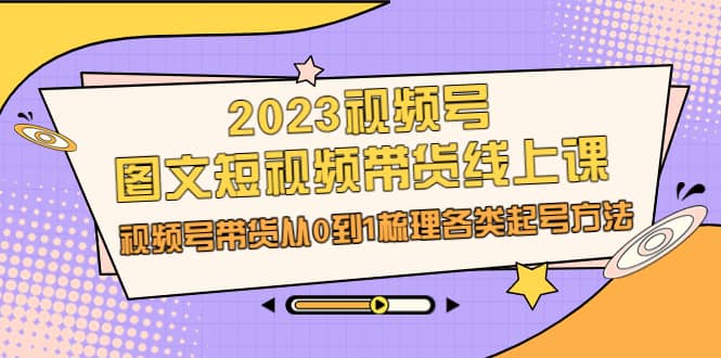 2023视频号-图文短视频带货线上课，视频号带货从0到1梳理各类起号方法_金轩项目库