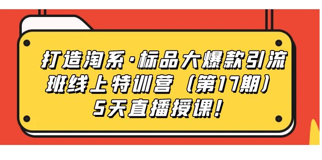 打造淘系·标品大爆款引流班线上特训营5天直播授课！_金轩项目库