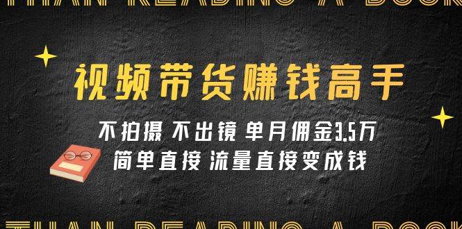 视频带货赚钱高手课程：不拍摄 不出镜 单月佣金3.5w 简单直接 流量直接变钱_金轩项目库
