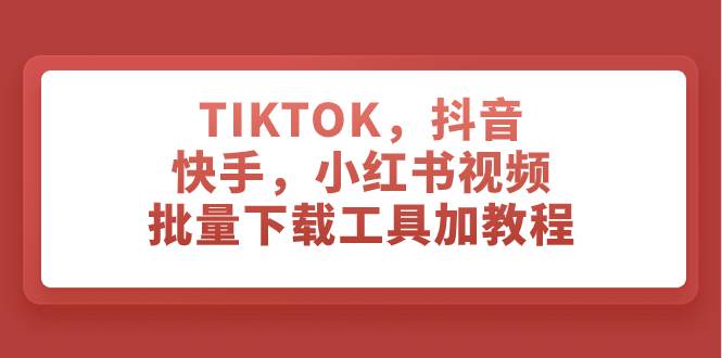 TIKTOK，抖音，快手，小红书视频批量下载工具加教程_金轩项目库