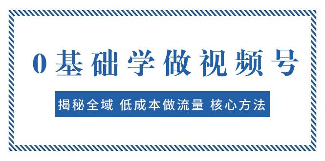 0基础学做视频号：揭秘全域 低成本做流量 核心方法  快速出爆款 轻松变现_金轩项目库