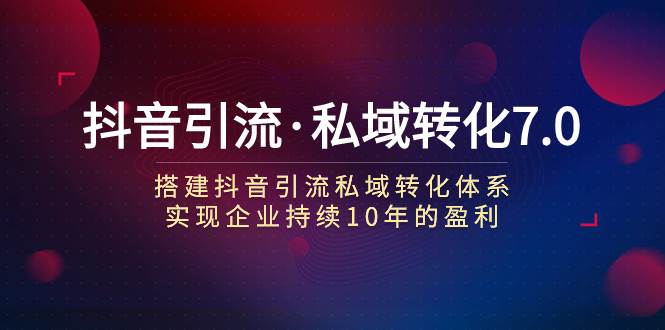 抖音引流·私域转化7.0_金轩项目库