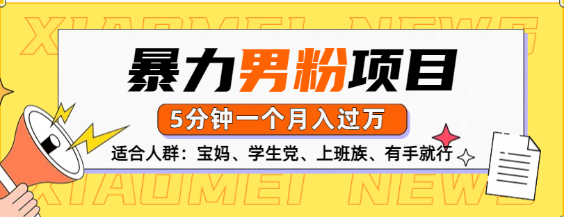 男粉项目，5分钟一个，无脑月入五位数_金轩项目库