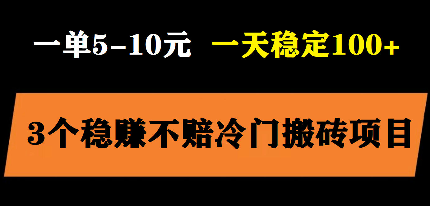 3个最新稳定的冷门搬砖项目，小白无脑照抄当日变现日入过百_金轩项目库