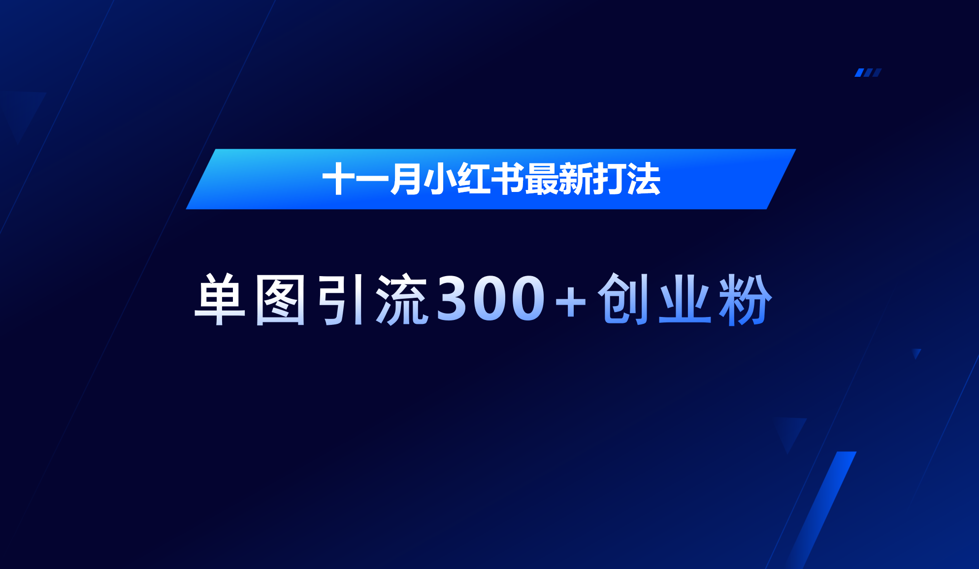 十一月，小红书最新打法，单图引流300+创业粉_金轩项目库