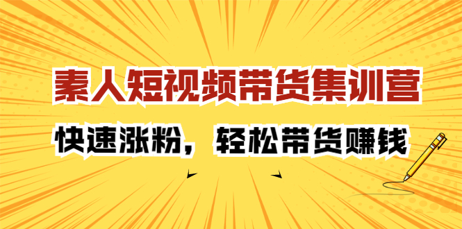 素人短视频带货集训营：快速涨粉，轻松带货赚钱_金轩项目库