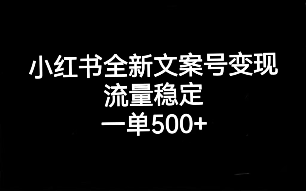 小红书全新文案号变现，流量稳定，一单收入500+_金轩项目库