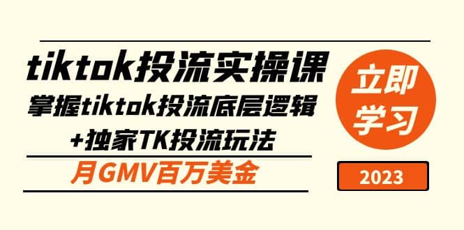 tiktok投流实操课：掌握tiktok投流底层逻辑+独家TK投流玩法_金轩项目库