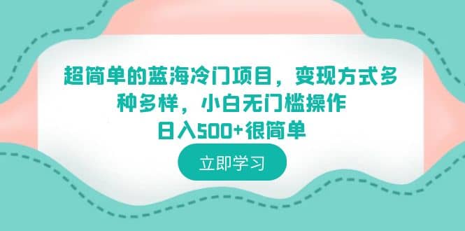 超简单的蓝海冷门项目，变现方式多种多样，小白无门槛操作日入500+很简单_金轩项目库