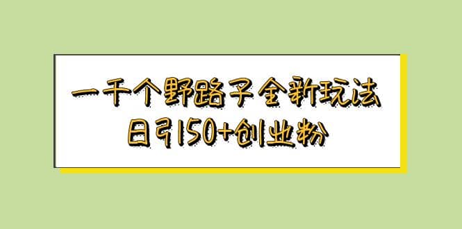 一千个野路子全新玩法 日引50+创业粉_金轩项目库