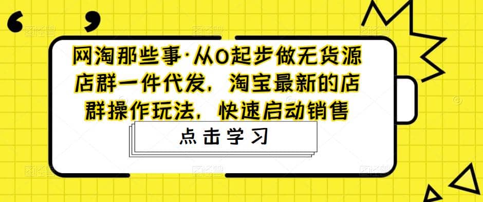 从0起步做无货源店群一件代发，淘宝最新的店群操作玩法，快速启动销售_金轩项目库