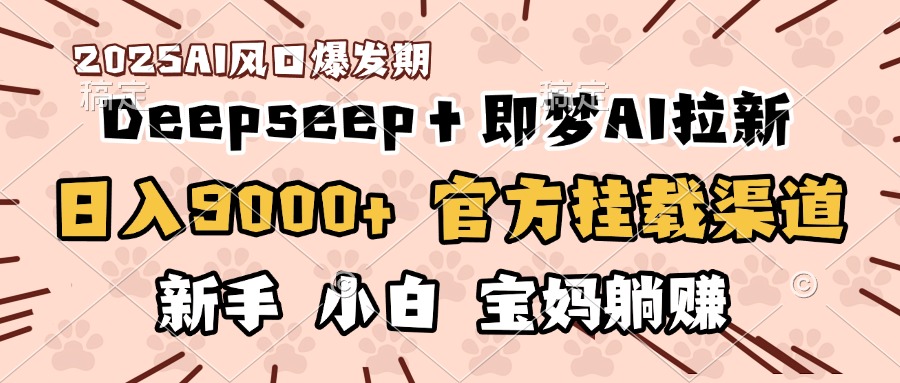 日入9000+！DeepSeep＋即梦拉新，官方挂载渠道，新手小白宝妈躺赚_金轩项目库