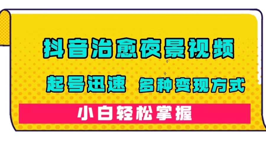 抖音治愈系夜景视频，起号迅速，多种变现方式，小白轻松掌握（附120G素材）_金轩项目库