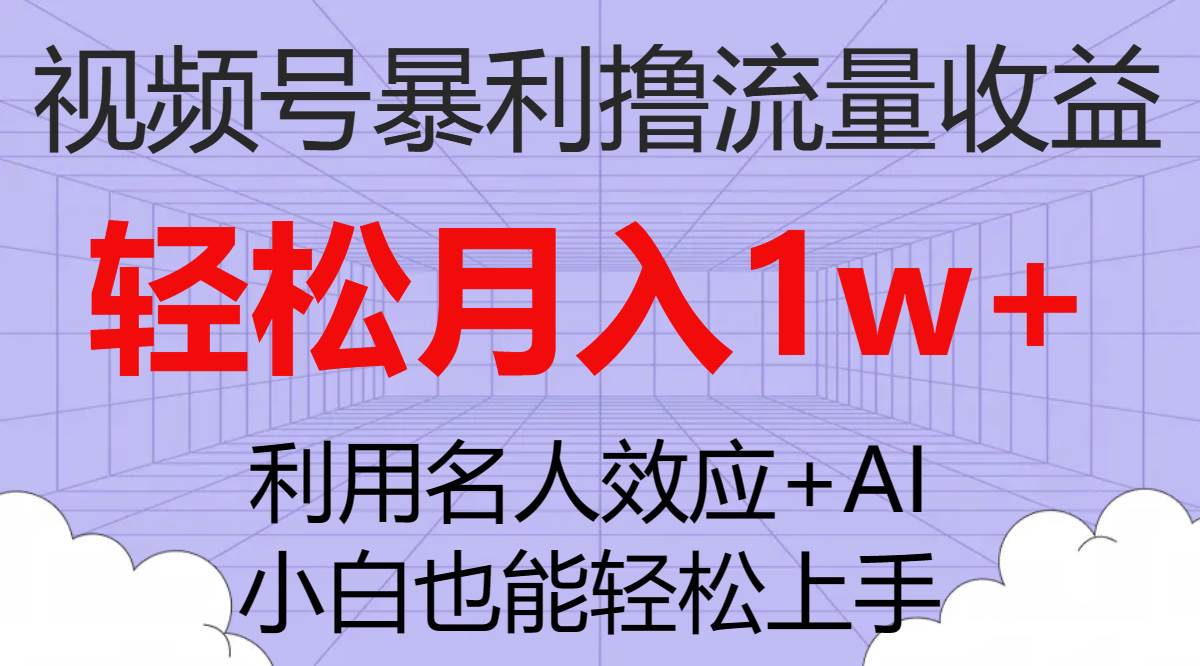 视频号暴利撸流量收益，小白也能轻松上手，轻松月入1w+_金轩项目库