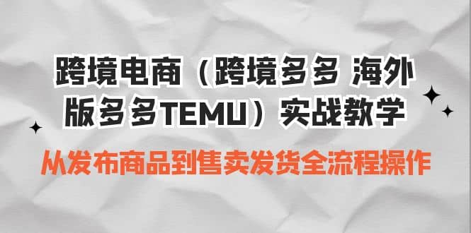 跨境电商（跨境多多 海外版多多TEMU）实操教学 从发布商品到售卖发货全流程_金轩项目库