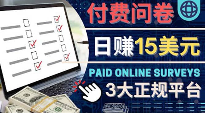 参与付费调查，利用自己的空闲时间完成问卷，适合新手的平台，日赚15美元_金轩项目库