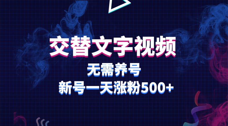 交替文字视频，无需养号，新号一天涨粉500+_金轩项目库