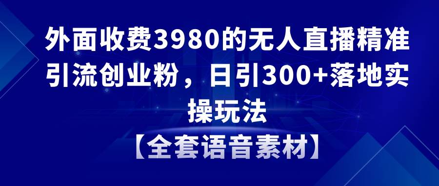 无人直播精准引流创业粉，日引300+落地实操玩法【全套语音素材】_金轩项目库