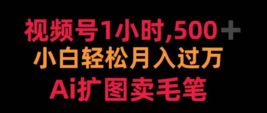 视频号1小时，500＋ 小白轻松月入过万 Ai扩图卖毛笔_金轩项目库