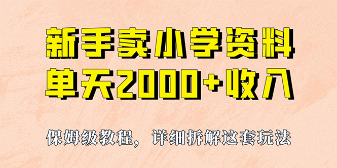 我如何通过卖小学资料，实现单天2000+，实操项目，保姆级教程+资料+工具_金轩项目库