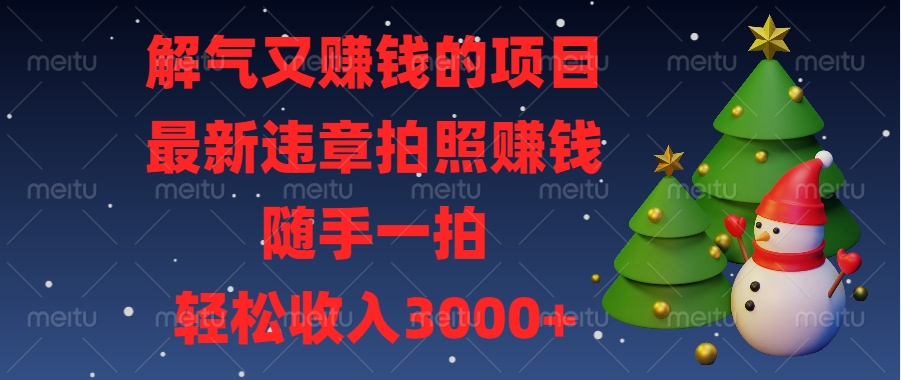 最新违章拍照赚钱，随手一拍，解气又赚钱的项目，轻松收入3000+_金轩项目库