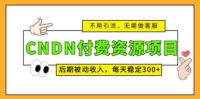 CNDN付费资源项目，不用引流，无需做客服，后期被动收入_金轩项目库