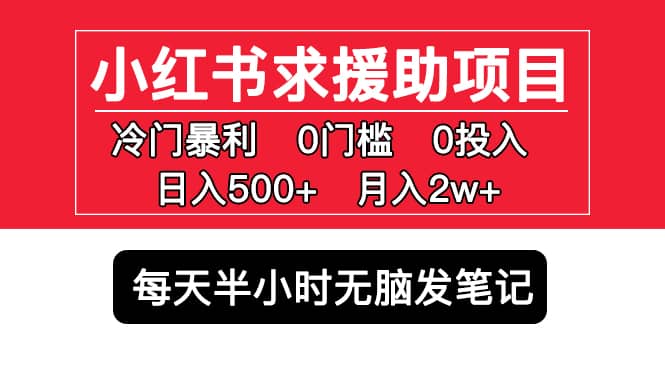 小红书求援助项目，冷门0门槛无脑发笔记_金轩项目库