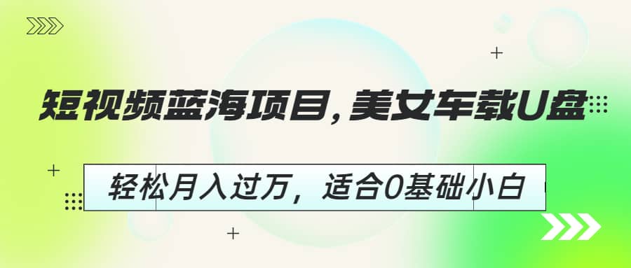 短视频蓝海项目，美女车载U盘，轻松月入过万，适合0基础小白_金轩项目库