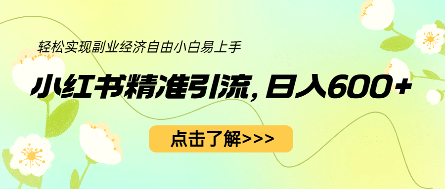 小红书精准引流，小白日入600+，轻松实现副业经济自由（教程+1153G资源）_金轩项目库