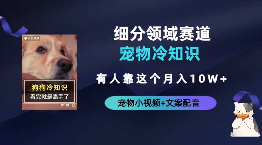 不起眼的抖音细分赛道-宠物冷知识，一段宠物视频配文案，有人靠这个月入10w_金轩项目库