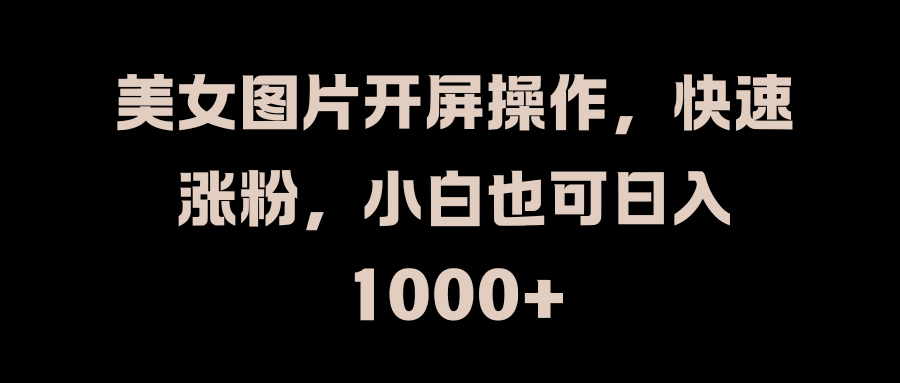 美女图片开屏操作，快速涨粉，小白也可日入1000+_金轩项目库