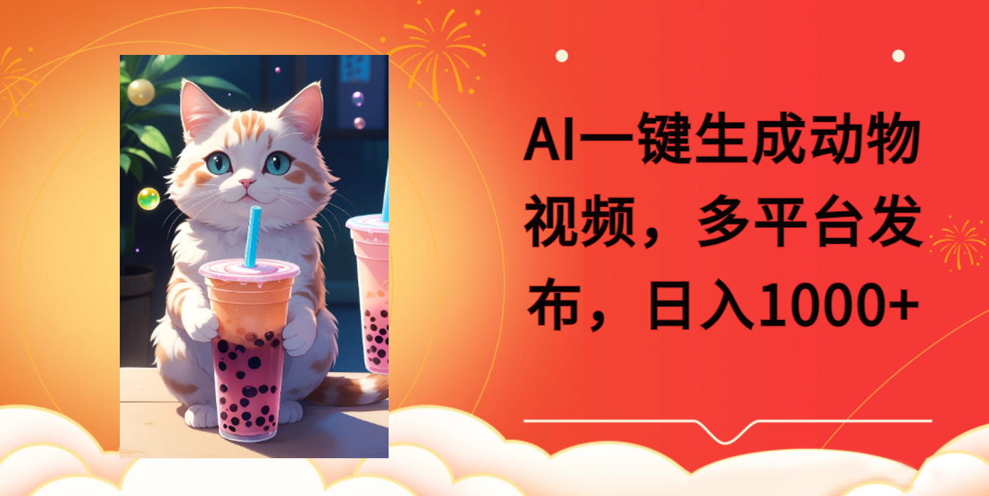 AI一键生成动物搞笑视频，多平台发布，轻松破千万播放，日入2000+_金轩项目库