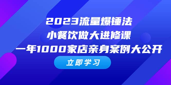 2023流量 爆锤法，小餐饮做大进修课，一年1000家店亲身案例大公开_金轩项目库