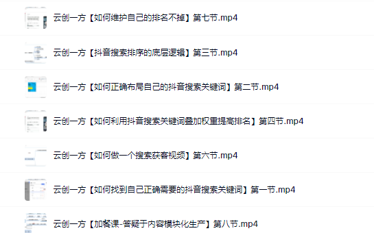 云创一方2022抖音SEO系列课程，教你如何快速上抖音搜索排名第一_金轩项目库