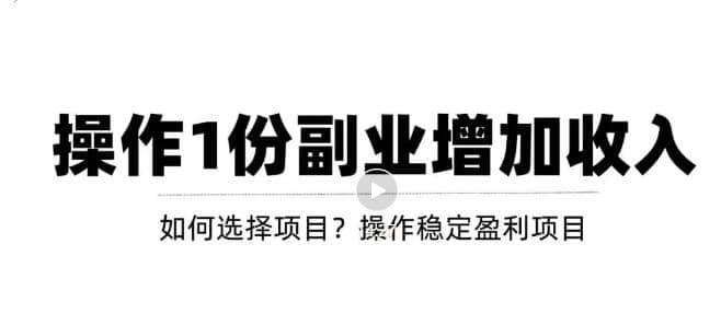 新手如何通过操作副业增加收入，从项目选择到玩法分享！【视频教程】_金轩项目库