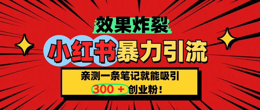小红书炸裂玩法，亲测一条笔记就能吸引300+精准创业粉！_金轩项目库