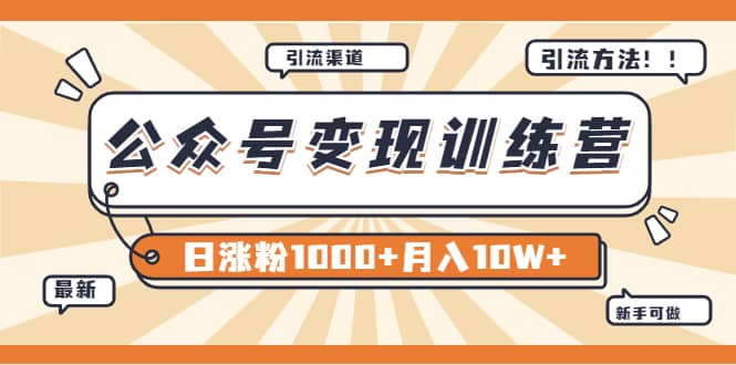 【某公众号变现营第二期】0成本日涨粉1000+让你月赚10W+（8月24号更新）_金轩项目库