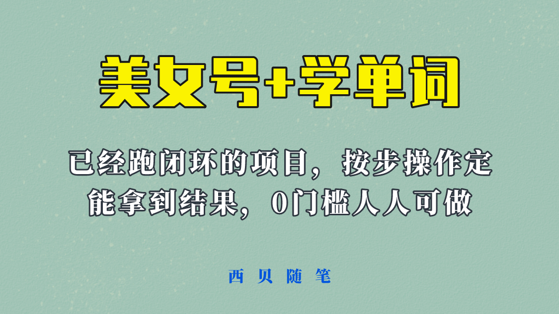 《美女号+学单词》玩法，信息差而已 课程拆开揉碎了和大家去讲 (教程+素材)_金轩项目库